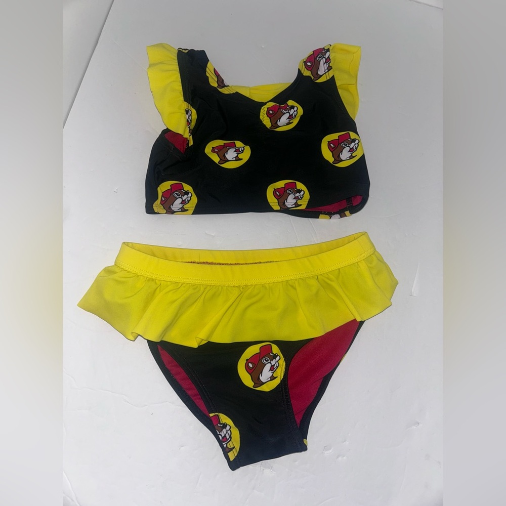 Buc-ee’s toddler size 3T black red yellow 2 piece bikini - Picture 1 of 5
